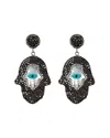 Eye Candy La Pave Crystal Hamsa Earring