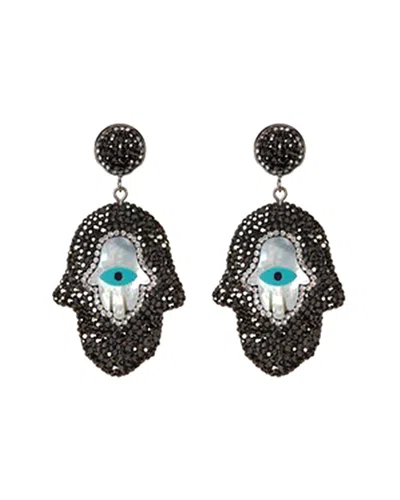 Eye Candy La Pave Crystal Hamsa Earring