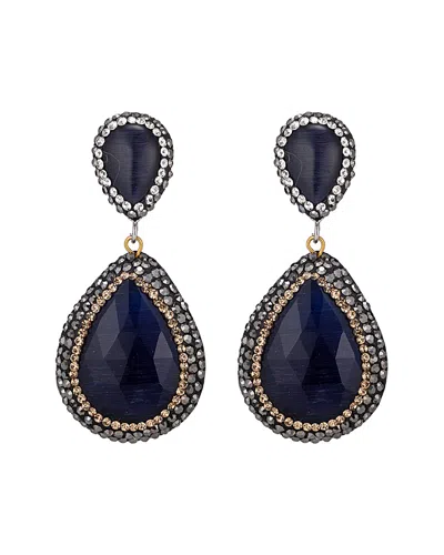 Eye Candy La Pave Hematite Drop Earring