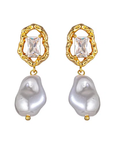 Eye Candy La Pearl Cz Alice Golden Drop Earrings
