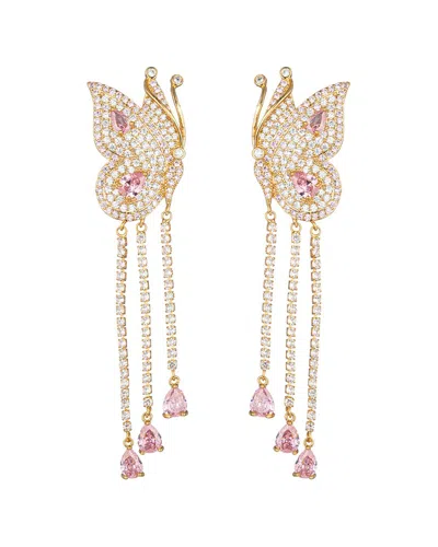 Eye Candy La Pink Butterfly Cz Dangle Earrings In Multi