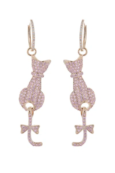 Eye Candy La Luxe Collection 18k Plated Cz Drop Earrings In Pink