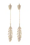 Eye Candy La Feather 18k Gold Plated Cz Drop Earring In Silver