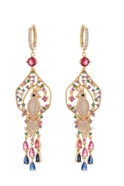 Eye Candy La Luxe Collection 18k Plated Cz Drop Earrings In Pink