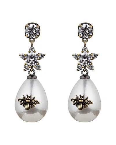 Eye Candy La Queen Bee Freshwater Pearl Cz Drop Earring