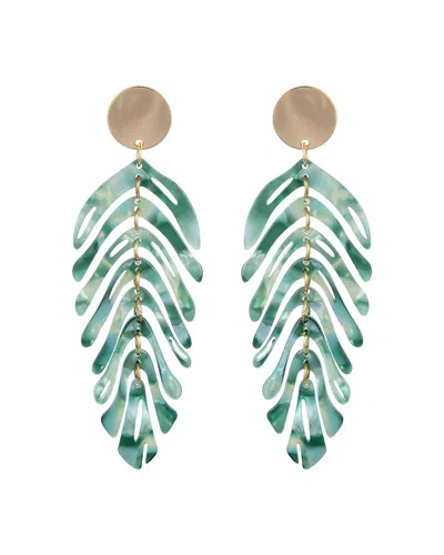 Eye Candy La Luxe Collection Resin Green Leaf Drop Earrings
