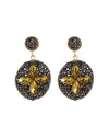 Eye Candy La Round Clover Hematite Drop Earring