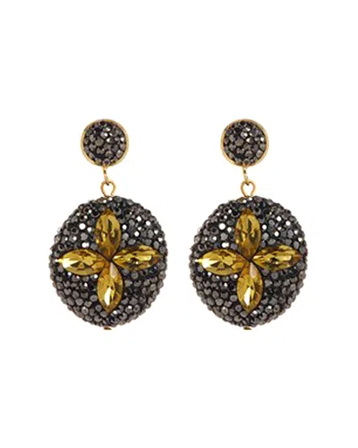 EYE CANDY LA EYE CANDY LA ROUND CLOVER HEMATITE DROP EARRING