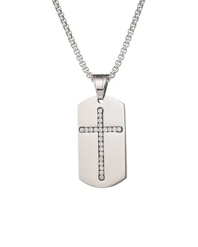 Eye Candy La Samuel Dog Tag Cross Pendant Drop Necklace In Metallic