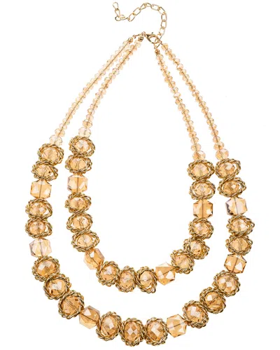 Eye Candy La Sea Glass & Crystal Paris Statement Necklace In Brown