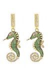 Eye Candy La Seahorse Earrings In Green