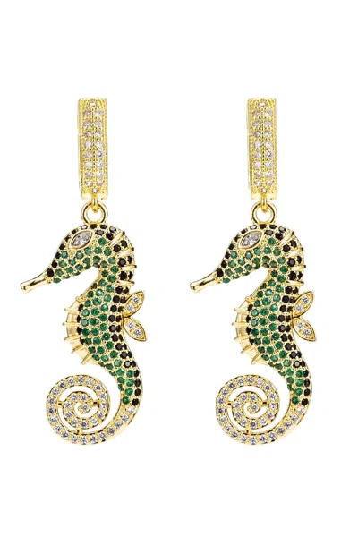 Eye Candy La Seahorse Earrings In Green