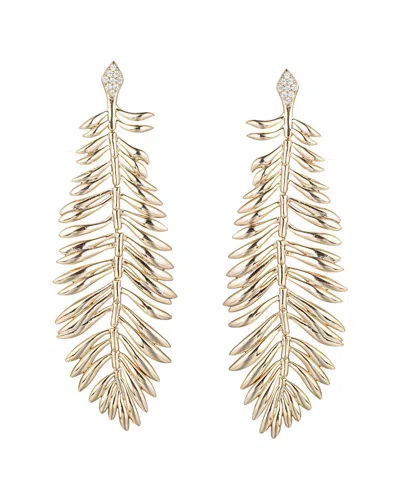 Eye Candy La Seoul Cz Feather Drop Earrings