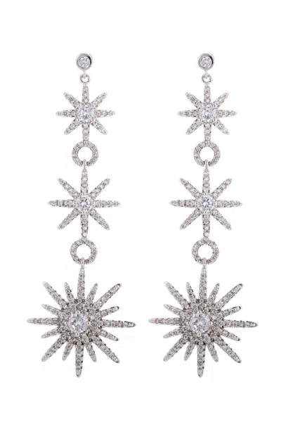 Eye Candy La Luxe Collection Rhodium Plated Cz To The North Star Drop Earrings In Multi