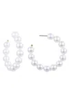 Eye Candy La Sharon Fresh Water Pearl Loop Earrings In Silver