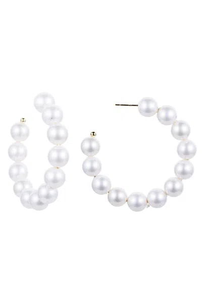 Eye Candy La Sharon Fresh Water Pearl Loop Earrings In Silver