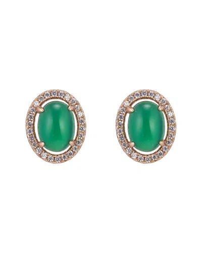 Eye Candy La Sierra Cz Crystal With Jade Stone Stud Earring