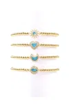 Eye Candy La Signy Beaded Bracelet Set In Blue