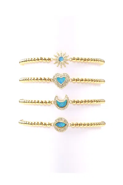 Eye Candy La Signy Beaded Bracelet Set In Blue