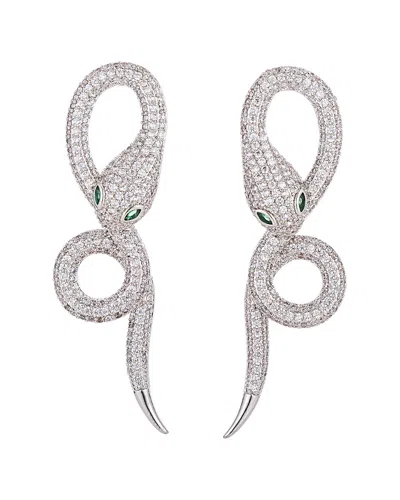Eye Candy La Silver Snake Cz Crystal Drop Earring