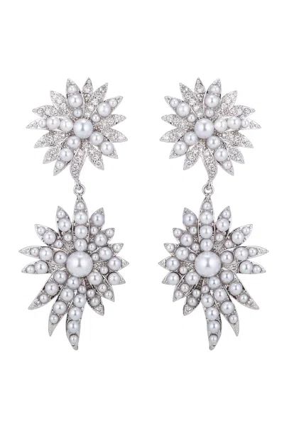 Eye Candy La Snow Drop Cz Crystal Drop Earring In Silver
