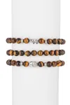 Eye Candy La Sol Tiger Eye Beaded Bracelet Set In Black