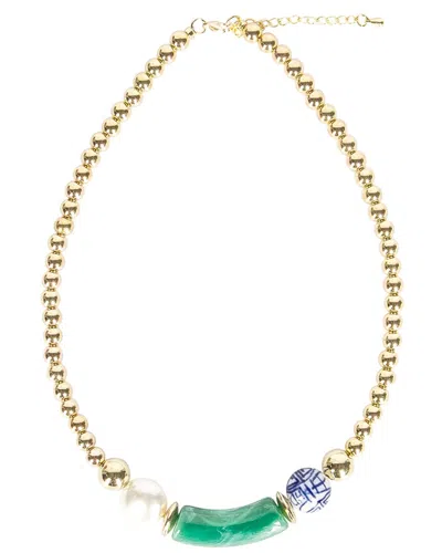 Eye Candy La Soleil Beaded Necklace In Gold