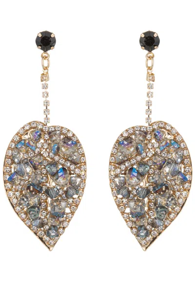 Eye Candy La Spring Leaf Drop Earrings In Blue