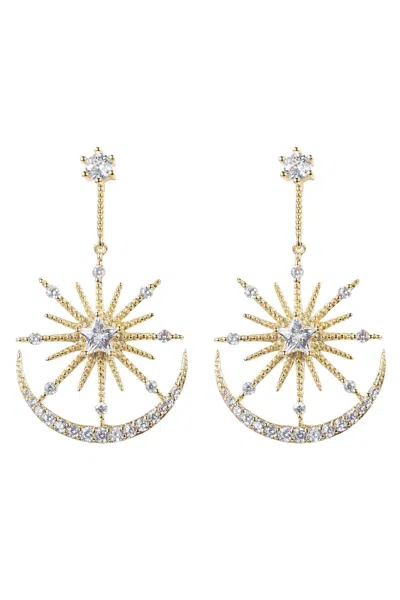Eye Candy La Celestial Cz Crystal Drop Earring In Silver