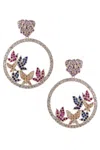 Eye Candy La Women's Luxe Crystal Butterfly Hoop Earrings In Pink