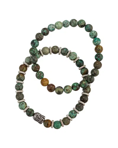 Eye Candy La The Bold Collection Agate Henry Bracelet In Green
