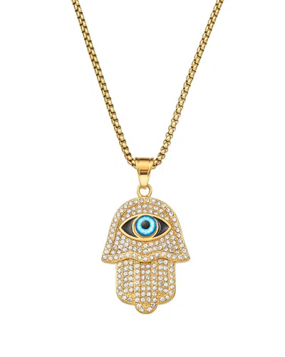 Eye Candy La The Bold Collection Titanium Cz Hamsa Eye Pendant Necklace