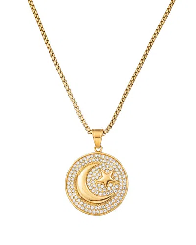Eye Candy La The Bold Collection Titanium Cz Star & Moon Pendant Necklace