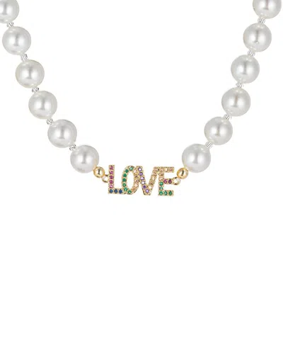 Eye Candy La The Luxe Collection 6mm Pearl Cz Love Me Necklace In Multi