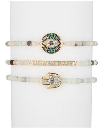 EYE CANDY LA EYE CANDY LA THE LUXE COLLECTION AMAZONITE CZ CICI CHARM STRETCH BRACELET SET