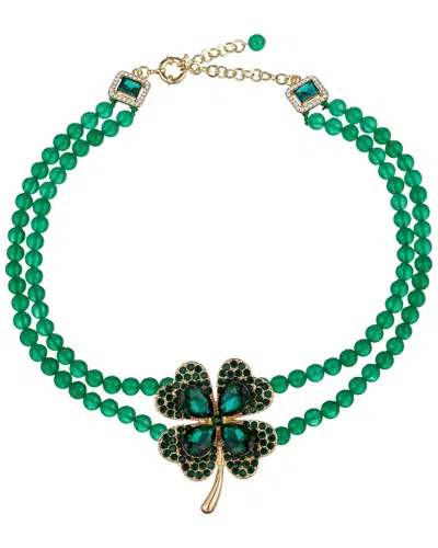 Eye Candy La The Luxe Collection Clover Beaded Necklace In Green