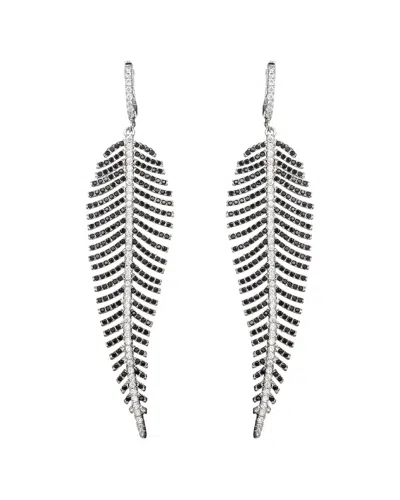 Eye Candy La Women's Luxe Black Crystal & Silvertone Leaf Earrings