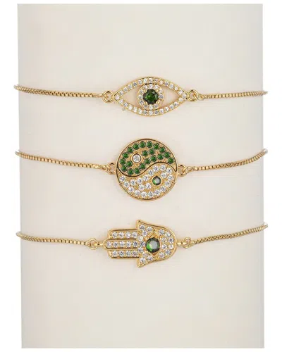 Eye Candy La The Luxe Collection Cz Yin & Yang, Hamsa, Eye Bolo Cuff Bracelet