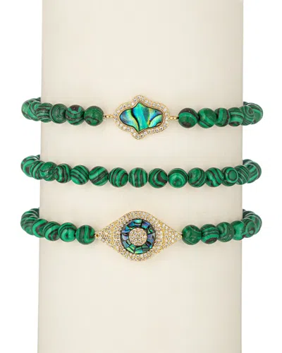 Eye Candy La The Luxe Collection Malachite Cz Joy Stretch Bracelet Set