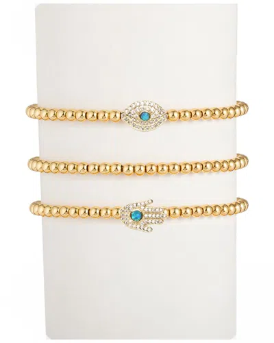 EYE CANDY LA EYE CANDY LA THE LUXE COLLECTION TITANIUM CZ HAMSA & EVIL EYE STRETCH BRACELET