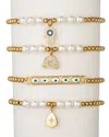 Eye Candy La The Luxe Collection Titanium Pearl Cz Isa Bella 4pc Stretch Bracelet Set