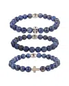 Eye Candy La Titanium Agate Lapis Skull Set Bracel In Black
