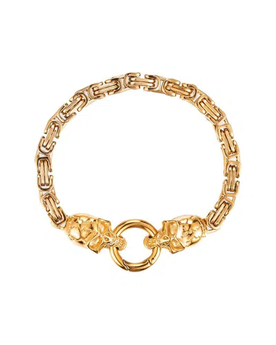 Eye Candy La Titanium Double Leopard Cuff Bracelet In Gold