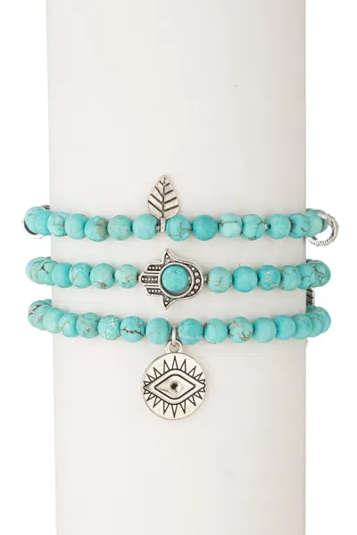 Eye Candy La Toya Beaded Bracelet Set - Turquoise In Blue