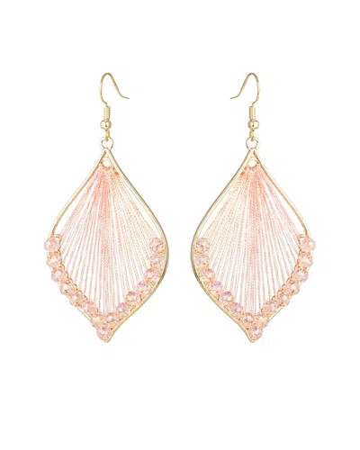 Eye Candy La Victoria Pink Leaf Drop Earrings In Neutral