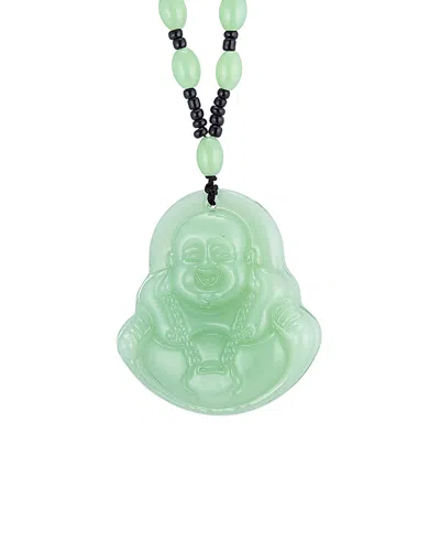 Eye Candy La White Jade Buddha Pendant Necklace In Green