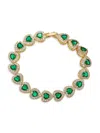 Eye Candy La Women's 18k Goldplated & Cubic Zirconia Heart Bracelet In Brass
