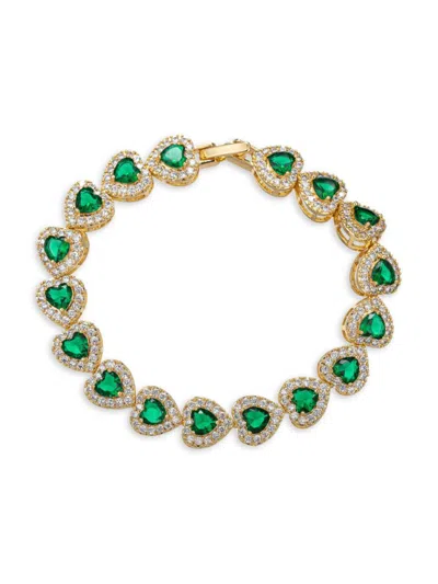 Eye Candy La Women's 18k Goldplated & Cubic Zirconia Heart Bracelet In Brass