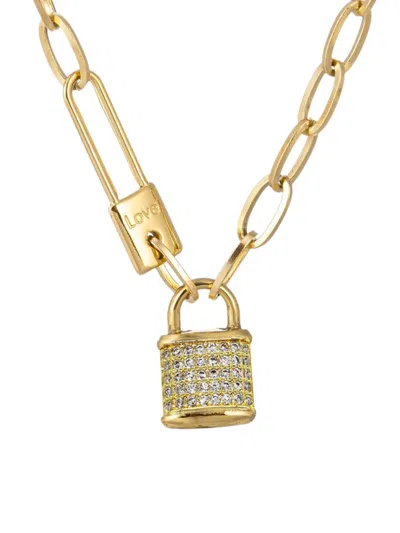 Eye Candy La Women's 18k Goldplated & Cubic Zirconia Padlock Necklace In Brass