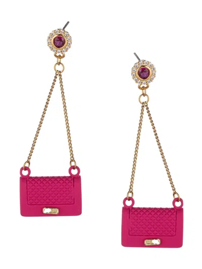 Eye Candy La Women's 18k Goldplated & Cubic Zirconia Purse Drop Earrings In Brass